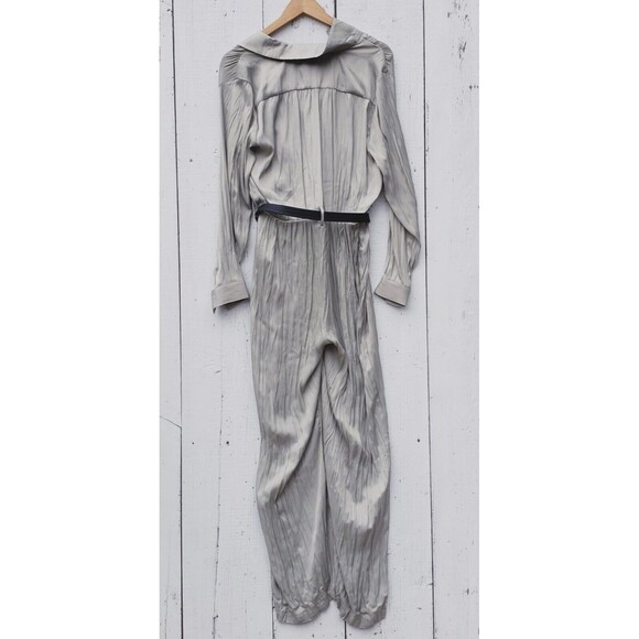 Joie Women Sage Green Long Sleeve Collared Belted Relaxed Jumpsuit Sz S - Picture 10 of 11